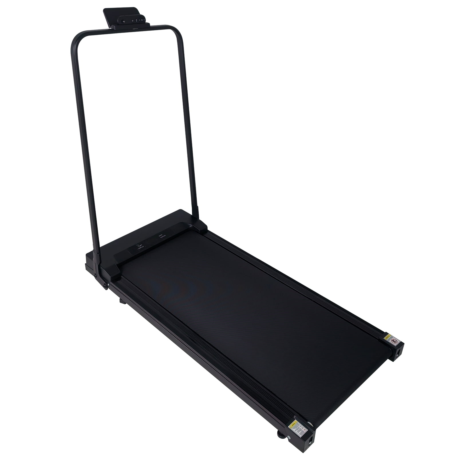 Foldable Under Desk Treadmill with 2-Level Incline, Portable Walking Pad for Home Office, Compact Indoor Fitness Treadmill with Display and Wheels, Black
