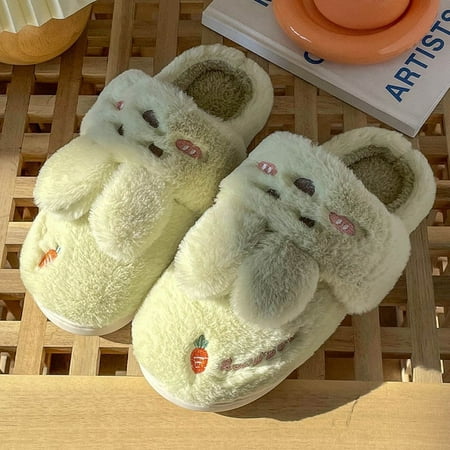 

CoCopeaunt Women Home Cotton Slippers Indoor House Shoes Warm Plush Slipper Cute Fluffy Fur Sheep Plush Slippers Couple Cotton Slippers
