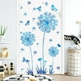 thumbnail image 5 of Farcauo 2 Set Dandelion Wall Decals Blue Flower Wall Stickers Butterflies Wall Decor for Bedroom Office Bathroom Living Room Floral Wall Decal Removable Wall Decoration Peel and Stick Wall Decor, 5 of 7