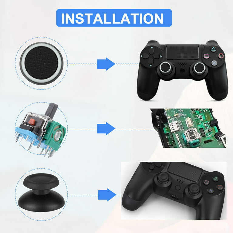 3D Analog Joystick Kits for PS4, TSV 4 Pcs Joystick Replacement Analog Sensor Module Fit for Sony Playstation 4 PS4/Slim/Pro Controller With Screwdriver Repair Kits Parts, Button Caps - Walmart.com