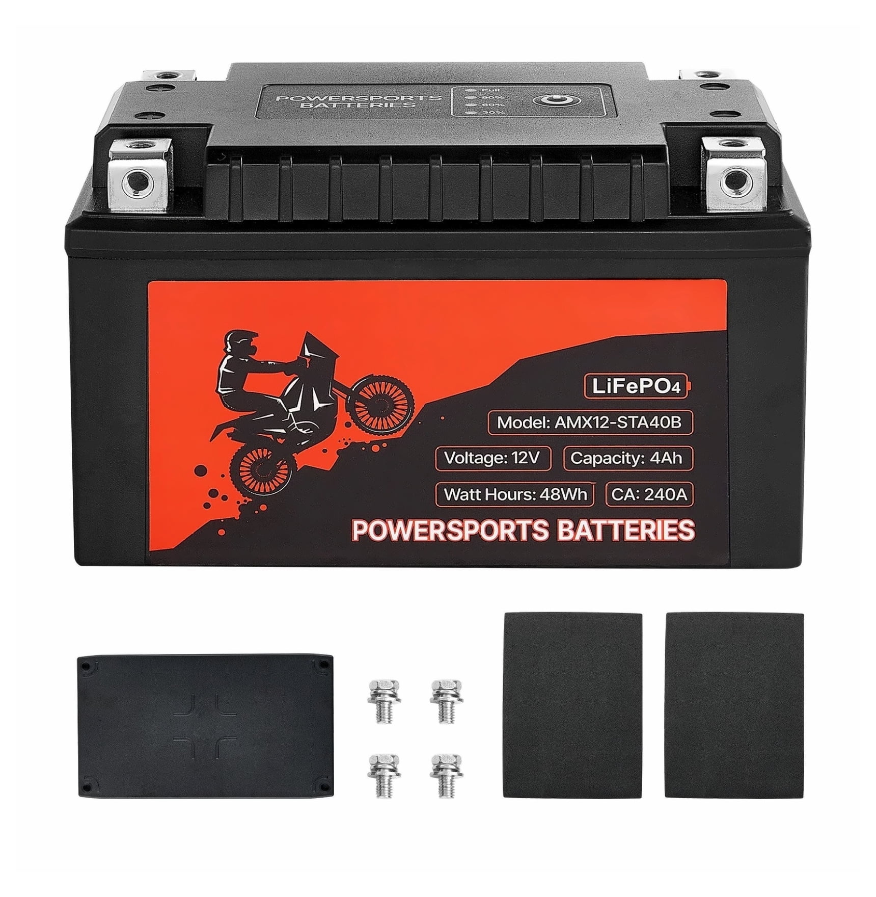 Motorcycle Battery 12V 4Ah YTX12-BS Powersports Battery - High Performance, ATV, Scooter, Snowmobile Replacement