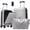 Grey+White, variant on Pink ABS Front Opening Luggage Set 3 Piece - 25.39 in Height Carry On with USB Port, Expandable Suitcases & Duffel Bag for Tr