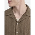 thumbnail image 3 of No Boundaries Men's & Big Men's Eyelet Short Sleeve Button Up Shirt, Sizes XS-3XL, 3 of 5