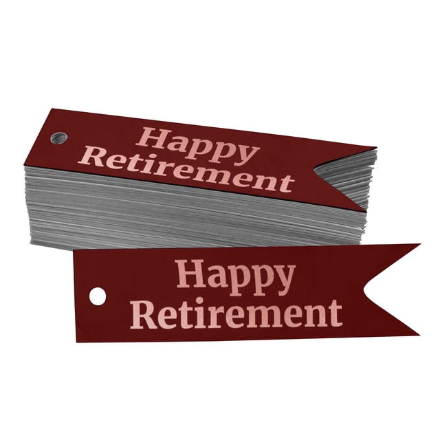 Inkdotpot Real Rose Gold Foil Happy Retirement Tags Favor Hang Paper Tags 100 Pieces