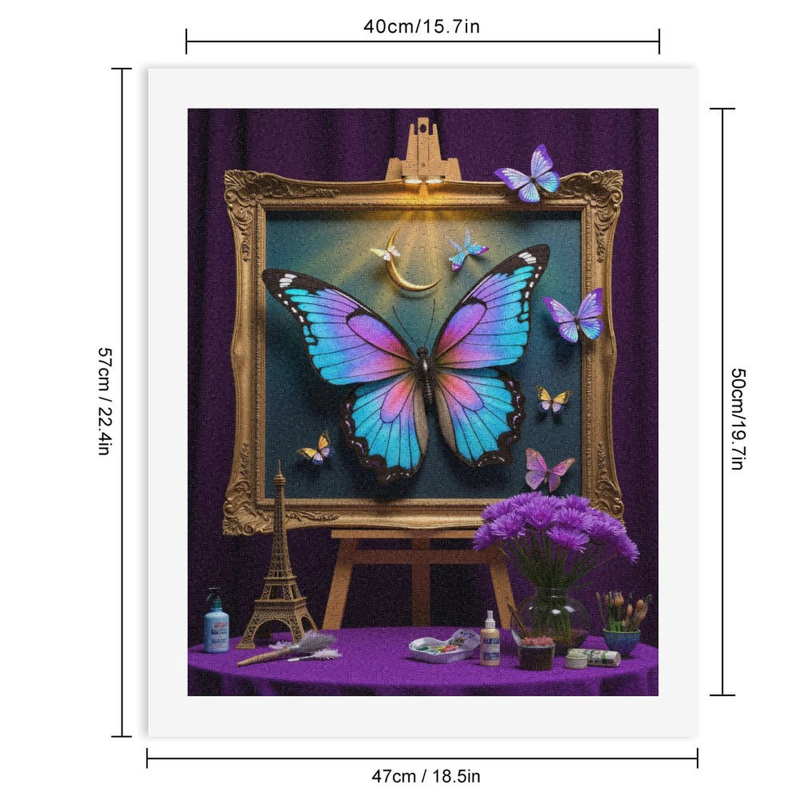 Paint By Numbers Kit for Adults Beginner - DIY Moonlit Butterfly Art Display Canvas Painting Kits for Adults, Frameless Paint By Number for Adults for Home Wall Decor 16x20 Inch