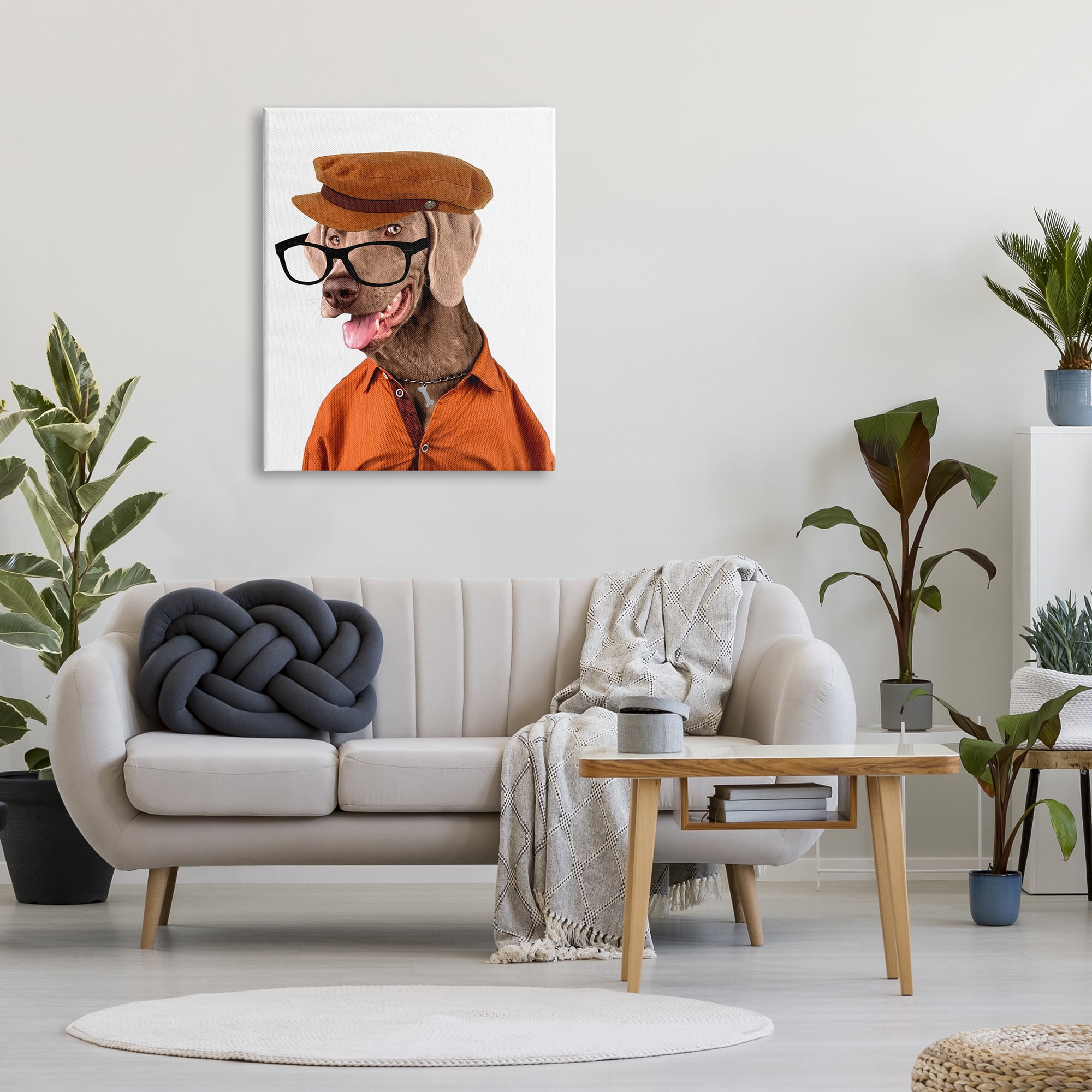 Stupell Industries Schoundrel Dog in Glasses Animals & Insects Painting Gallery Wrapped Canvas Print Wall Art, 30 x 40