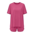 thumbnail image 4 of yillto Womens Shorts Set 2 Piece Outfits Summer Lounge Short Sleeve Tops Matching Sweatsuit Casual Sets, 4 of 6