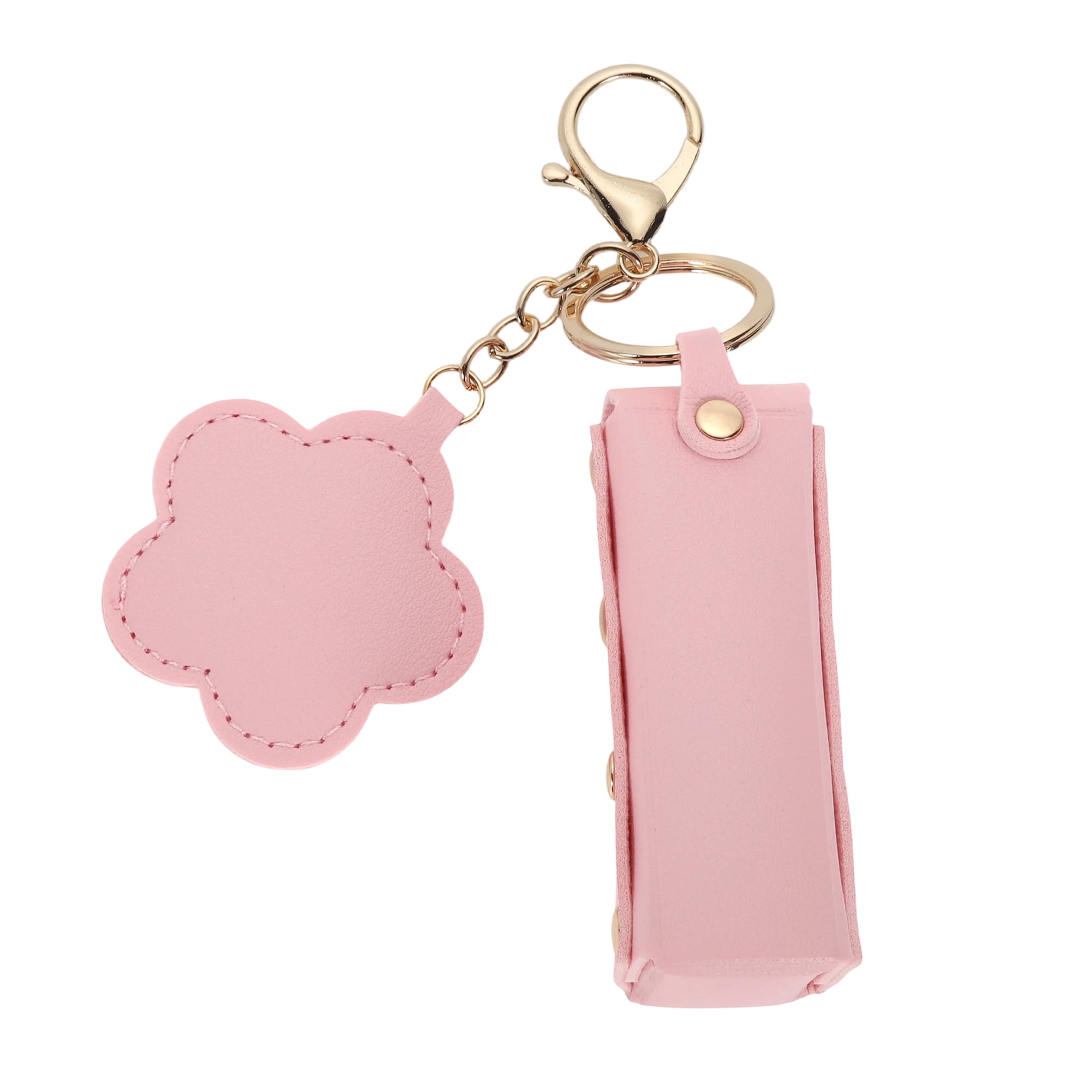 Unique Bargains Durable Flower Mirror Handbag Charms Keychains 1 Piece Pink