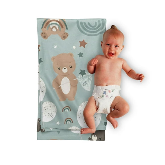 Cobija Manta Frazada Para Bebé Diseño de Osos Arcoiris Ultra Suave y Ligera