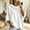 White, variant on HaCpiu Women's Henley Hooded Knit Poncho, Solid Loose 3/4 Sleeve Pullover, Lightweight Button-Up Drape Sweater with Drawstring, Army Green L