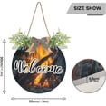 thumbnail image 3 of Coolnut Burning Fire Front Door Round, Hanging Welcome Sign, Front Door for Home, Farmhouse, Porch, Wall Hanging, Outdoor Home Decor, 3 of 7