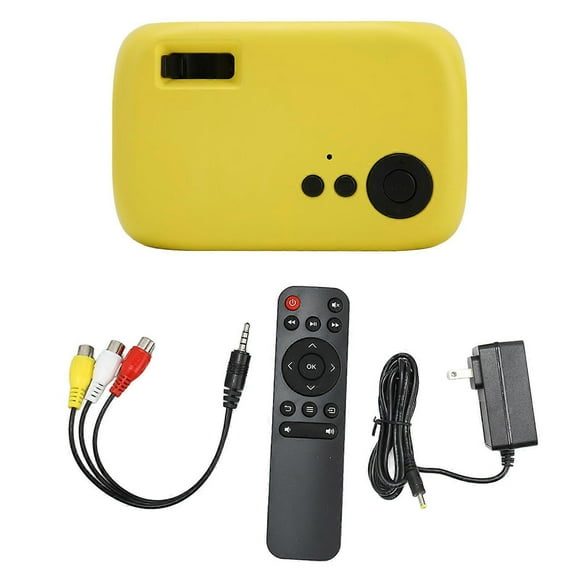 M24 Mini Portable Projector Multifunction 360 Degree Surround Sound Home Theater Video Projector 100?240V Yellow US Plug