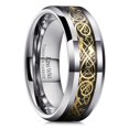 thumbnail image 1 of King Will Dragon Anillo De Boda Para Hombre De Carburo De Tungsteno Con Dragón Celta Dorado De 8 Mm, Ajuste Cómodo 15, 1 of 5