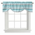 thumbnail image 2 of Minimalist Stripes Tie Up Valances Curtain, Adjustable Kitchen Teal Green Grey Horizontal Stripe Modern Valances for Windows Decor, Rod Pocket Short Curtains Set for Bedroom/Bathroom, 60"x18", 2 of 9