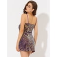 thumbnail image 4 of DARING DIVA Halloween Costume Glitter Sequin Spaghetti Strap Dress XL Purple, 4 of 5