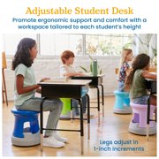 ECR4Kids Open Front Desk with Metal Storage Book Box, Adjustable, Classroom Furniture, Maple/Black