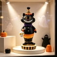 thumbnail image 5 of Halloween Vintage Circus Black Cat Resin Figurine Halloween Party Hat Cat Holding Skull Spooky-Cute Retro Carnival Decor for Mantel Tiered Tray, 5 of 6