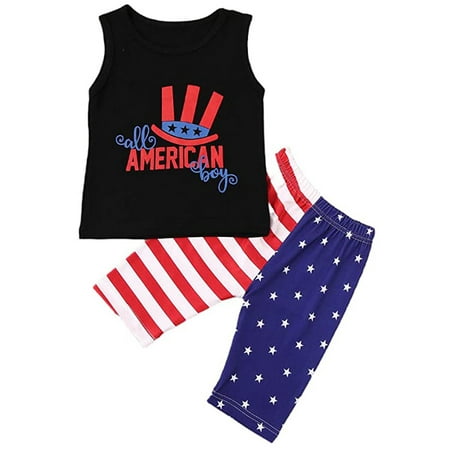 

Aunavey Toddler Baby Boy 4th of July Clothes Sleeveless Tank Top Shorts Pants Set