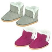 Sophia's Set of 2 Mini Ewe Boots for 18â€ Dolls, Raspberry and Gray