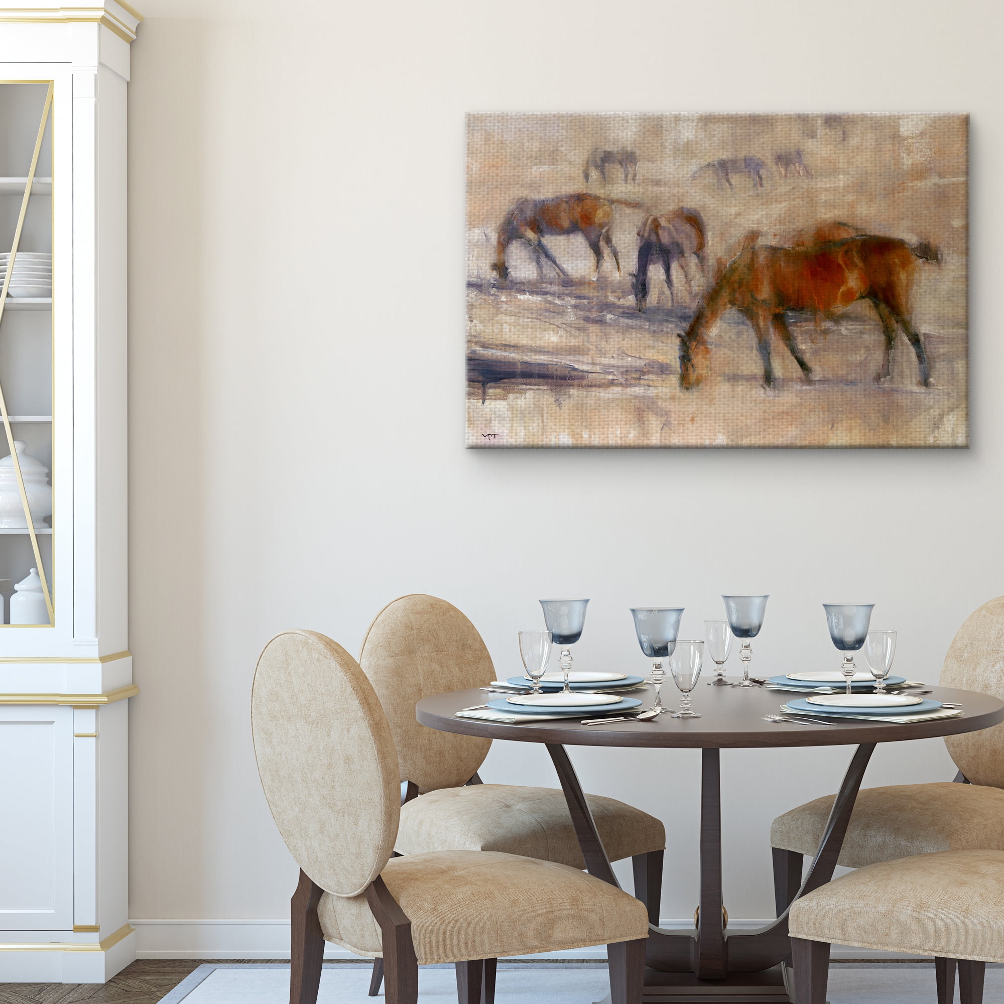 Masterpiece Art Gallery Kentucky Morning Grazing Horses 3 by Valtcho Tonov Canvas Art Print 24" x 36"