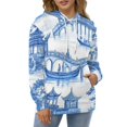 thumbnail image 4 of Blue Willow Ceramic Background Texture Men's Women Vintage 3D Hooded Sweatshirt - All-Season Loose Fit Streetwear, 4 of 6