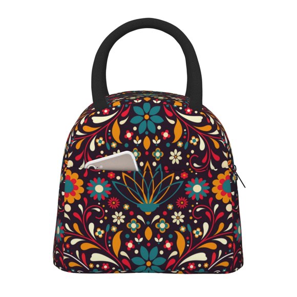 Fotbe Colorful Mexican2 Bolsa de Almuerzo con Estampado, Lonchera Aislada, Contenedor de Comida Reutilizable Tipo Cooler a Prueba de Fugas
