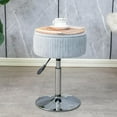 thumbnail image 4 of Velvet Vanity Stool, Vanity Chair for Makeup Room Round Storage Ottoman for Living Room Height Adjustable 360°Swivel Foot Stools, Grey, 4 of 14