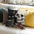 thumbnail image 3 of SHANXI Gift，White Skull and Pillow Covers Hallowmas Thanksgiving Outdoor Room Throw Pillowcase Flannel 24x24in, 3 of 5