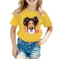 thumbnail image 1 of PMVFHDE T-Shirts pour Filles Hauts Décontractés pour Filles Hauts d'Été pour Filles Grande Taille T-Shirt Graphique Mignon Col Rond Manches Courtes T-Shirt Décontracté d'Été Jaune, 3-4 Ans, 1 of 5