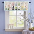 thumbnail image 4 of Valance Curtains for Kitchen Windows Easter Dwarfs with Egg Bunny Carrot Rod Pocket Valance Flower on Linen and Blue Checker Short Window Curtain Topper for Bedroom Living Room 54x18in,1&nbsp;Panel, 4 of 9