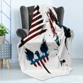 thumbnail image 4 of American Flag Soft Flannel Fleece Throw Blanket, Set Bald Eagle and Stripes Stars of Liberty Grunge Retro, Cozy Plush for Indoor and Outdoor Use, 60" x 80", Navy Maroon, by Ambesonne, 4 of 5