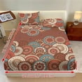 thumbnail image 2 of ZIATUBLES 3 Pcs Twin XL Size Cooling Polyester Sheet Set, Bohemian Mandala Circle Floral Print, Soft Cozy Bedding Set with 1 Fitted Sheet and 2 Pillowcases, Breathable Comfortable Sheets for Bedroom, 2 of 9