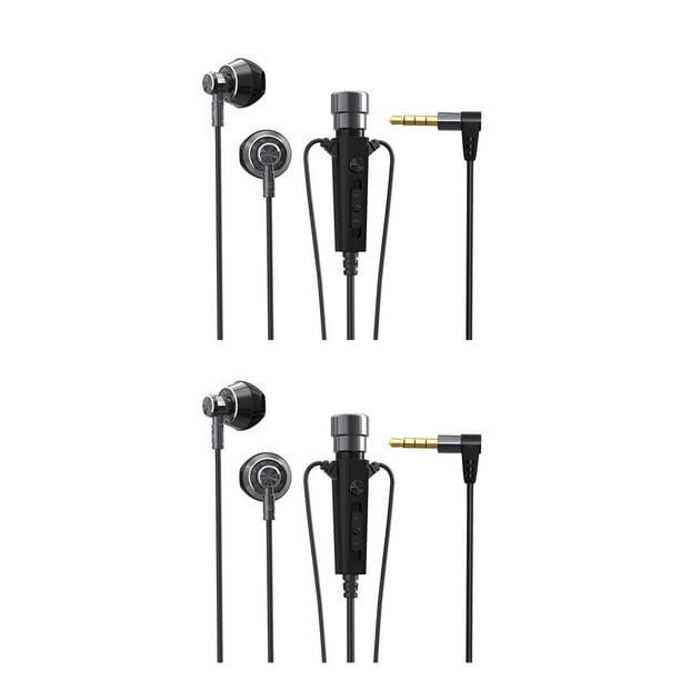 Tholdsy Auricular Condensador Micrófono Control de línea Auriculares intrauditivos Auriculares 360 Grados Auriculares omnidireccionales 1.2m Negro 2Conjunto