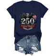 thumbnail image 5 of Womens American Flag Shirt USA Patriotic Round Neck T-Shirt 4th of July Short Sleeve Tee Navy,2XL, 5 of 6
