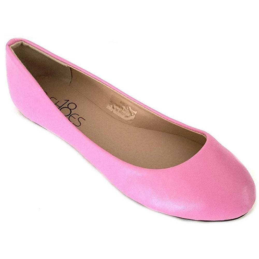 Shoes8teen Shoes 18 Womens Classic Round Toe Ballerina Ballet Flat Shoes 8600 Pink 7 5