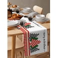 thumbnail image 6 of Christmas Tree Burlap-Cotton Table Runner 108 Inches Long,Xmas Tree Red Checkered Farmhouse Table Runners,Outdoor Dining Tablecloths Decor for Baby Shower/Party/Wedding 13x108, 6 of 9
