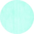 thumbnail image 1 of Ahgly Company Machine Washable Indoor Round Solid Turquoise Blue Modern Area Rugs, 8' Round, 1 of 4