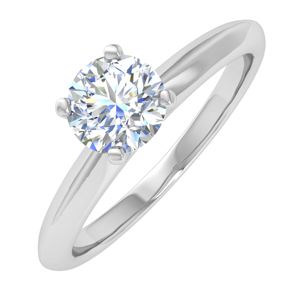 1/4 Carat Prong Set Solitaire Diamond Engagement Ring Band in 14K White Gold (Ring Size 6.5)