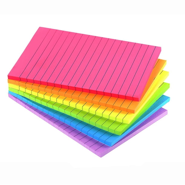 Notas Adhesivas Forradas De 4X6 En Postes Adhesivos Con Rayas Brillantes, Blocs De Notas Potentes Súper Adhesivos Coloridos, 45 Hojas/Bloc, 6 Blocs/Paquete