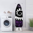 thumbnail image 3 of HELLHERO Elastic Edge Ironing Board Dustproof Cover Hook & Loop Straps Replacement Polyester Fiber Fabric 15x54 Inch, Piano Spiral Purple Notes Black, 3 of 5