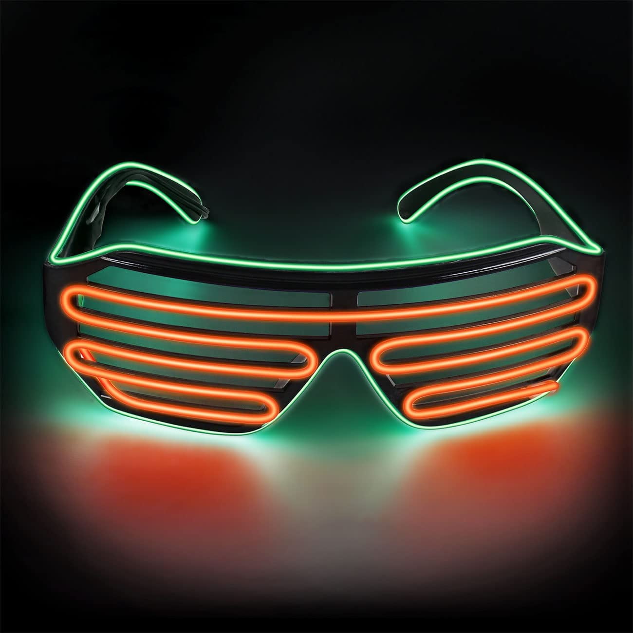 Amdohai Light up EL Wire Neon Rave Glasses Shutter Glow Flashing