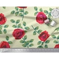 thumbnail image 3 of Soimoi Yellow polyester Crepe Fabric Leaves & Rose Floral Printed Fabric 1 Yard 52 Inch Wide, 3 of 3