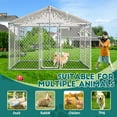 thumbnail image 6 of Upgraded Large Outdoor Dog Kennel with Waterproof UV-Resistant Cover, Dog House Pen Enclosure with Secure Lock, Heavy Duty Chain Link Dog Kennel for Outside Backyard (118" L x 118" W x 83" H), 6 of 14