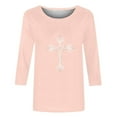 thumbnail image 4 of Enjoytime 3/4 Length Sleeve Womens Tops Heart Printed Crewneck Casual Blouses Easter Fashion Loose Plus Size Shirts, 4 of 5