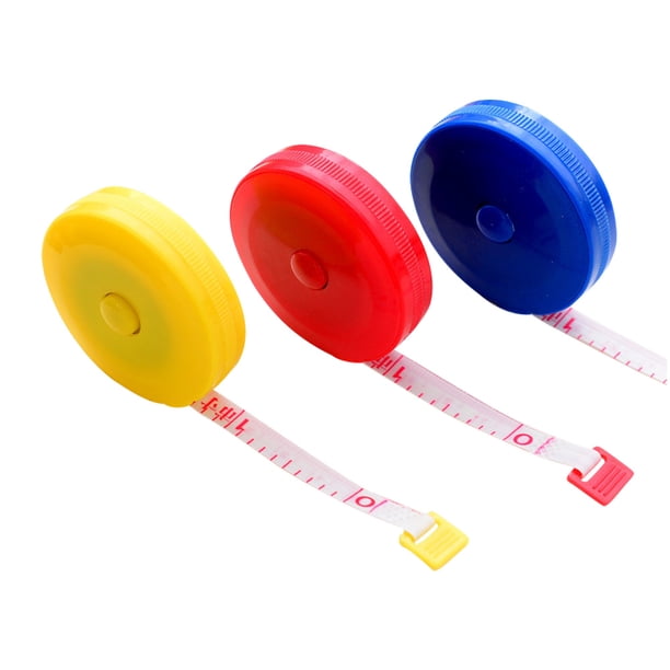 EeaseMX Cinta métrica retráctil creativa de 1,5 m para medir el cuerpo, costura, manualidades, ropa y dieta (rojo, azul y amarillo).