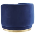 thumbnail image 5 of Armchair Swivel Accent Chair, Navy Gold, Velvet, Modern Contemporary, Living Lounge Cafe Room Hotel Lobby Hospitality, 5 of 7