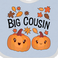 thumbnail image 4 of Inktastic Big Cousin Pumpkins with Fall Leaves Boys or Girls Baby Bib, 4 of 4