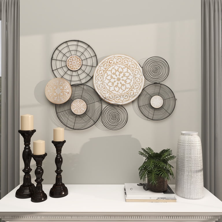 Deco 79 Metal Wall Decor - 41"x25"x28" Black Intricate Pattern Sculpture, Eclectic Iron Art For Living Room