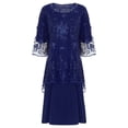 thumbnail image 2 of Miutii Womens 2pcs Elegant Plus Size Dress Set Evening Cocktail Mother's Dress Embroidery Lace Cover Navy Blue 8XL, 2 of 9