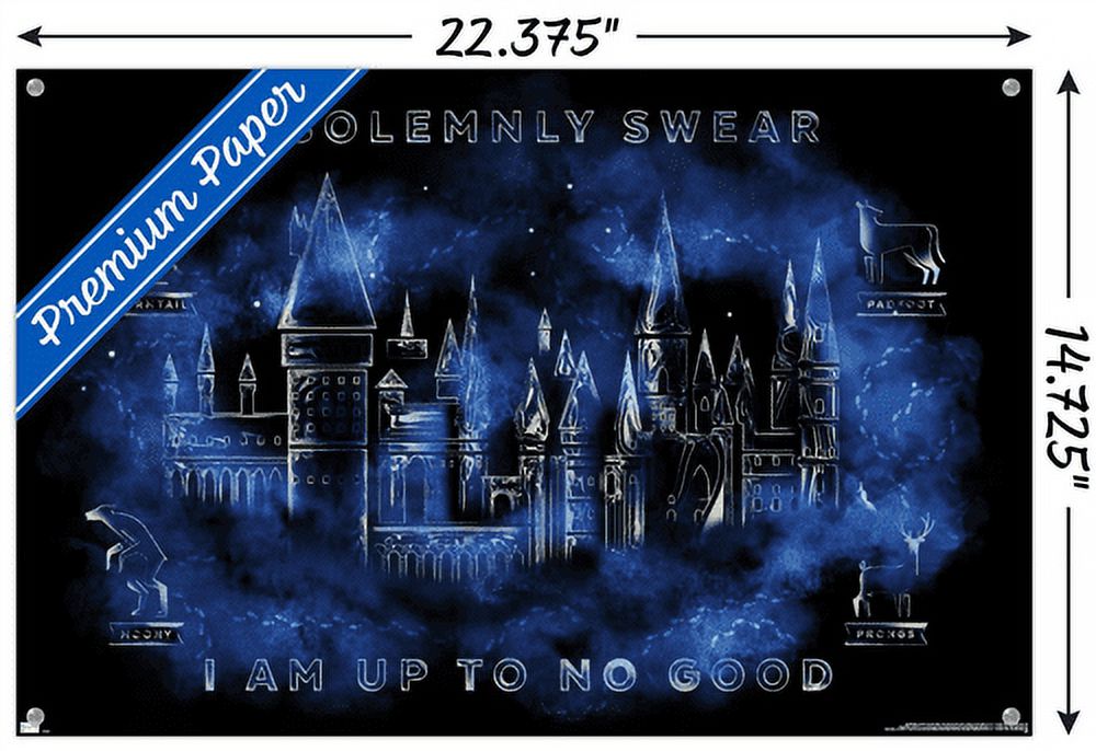 Harry Potter - Hogwarts Castle Magic Wall Poster with Pushpins, 14.725" x 22.375"